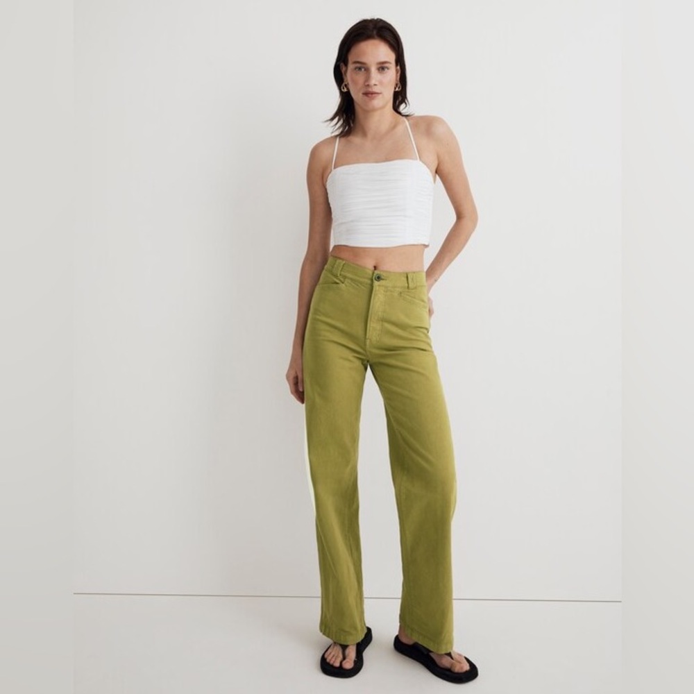 Madewell The Emmett Wide-Leg Pant Green Size 23 High-Rise Trouser